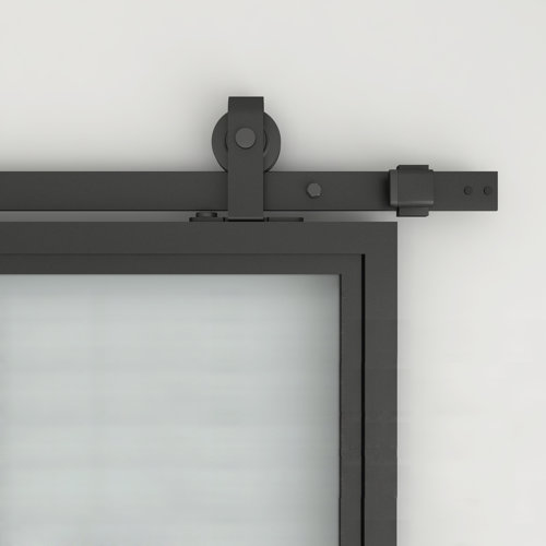 Calhome Glass and Metal Barn Door with Installation Hardware Kit